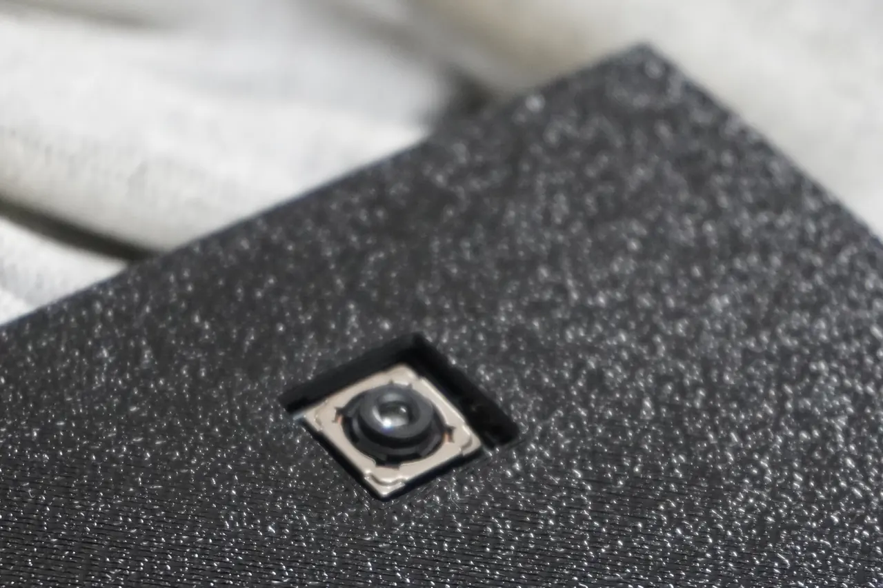 Close-up of the custom 3D printed enclosure with its camera module